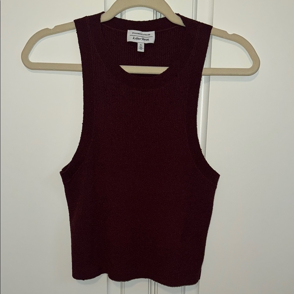 & Other Stories Red Sleeveless Fitted Crop Tank Top